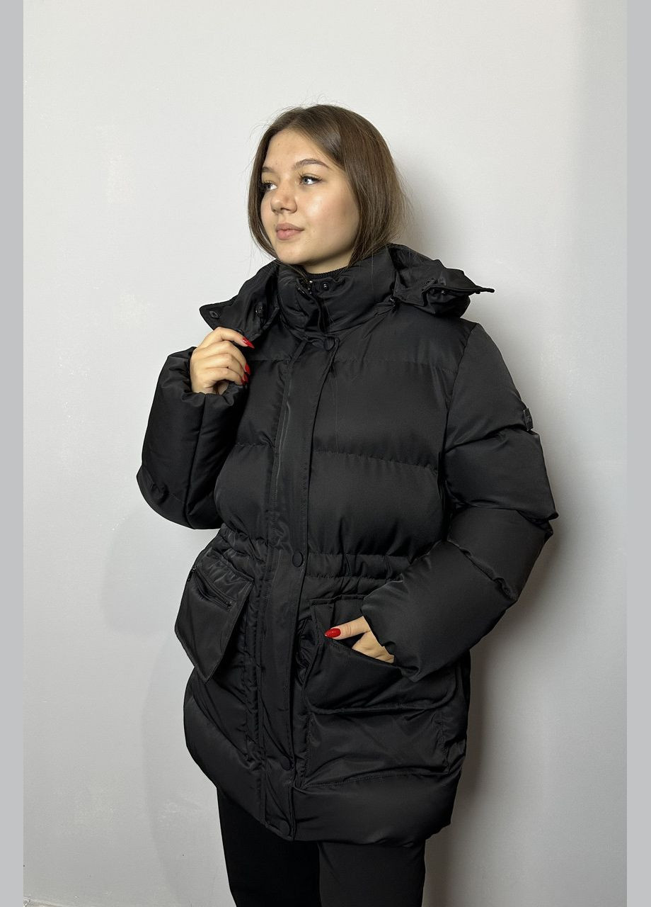 Черная демисезонная женская куртка в стиле кэжуал черная mktrg3510 Modna KAZKA