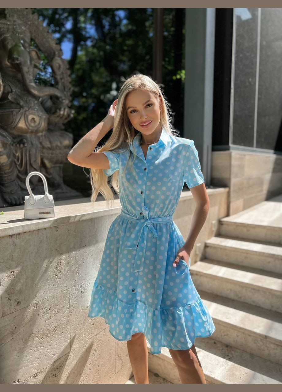 Голубое платье весна/лето ткань софт No Brand