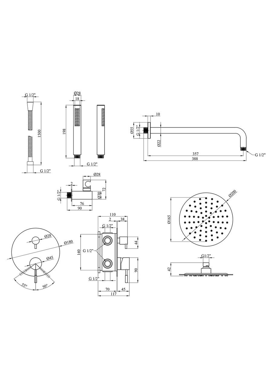 Душова система прихованого монтажу KRP Edelstahl Klassisch - SCH082 Kroner (368582410)