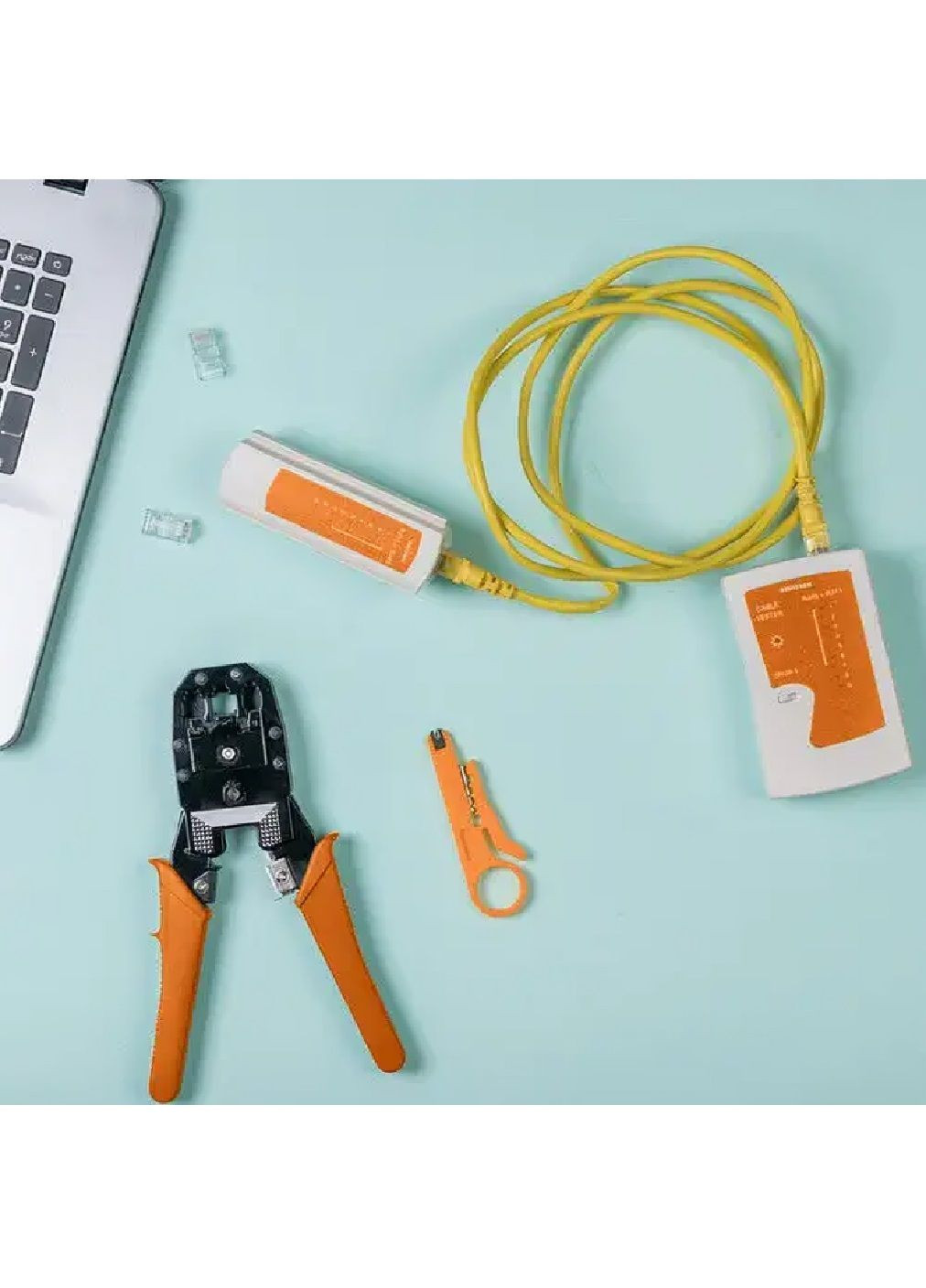 Комплект набор сетевых инструментов тестеров для тестирования зачистки обжима кабелей с чехлом 27x15,5x6,5 см (480779-Prob) Unbranded (342230061)