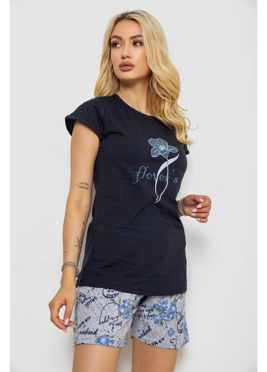 Темно-синяя всесезон пижама женская с принтом, 243r3056 Ager