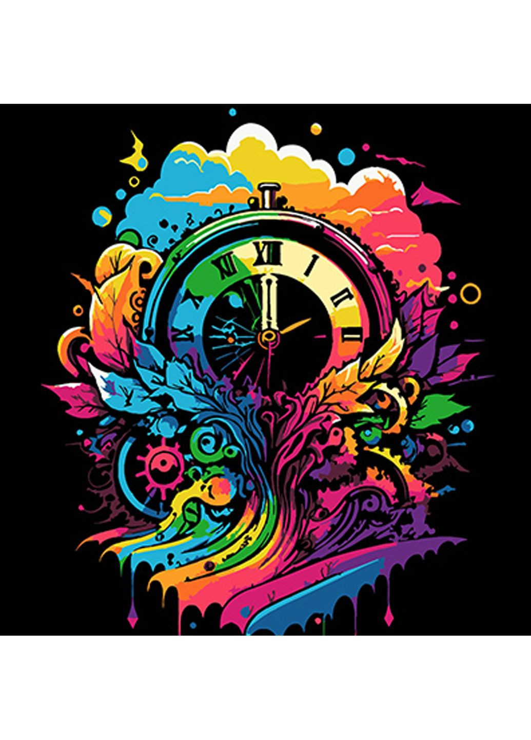 Картина за номерами Дерево часу на чорному фоні см малювання для дорослих хобі Strateg (369759294)