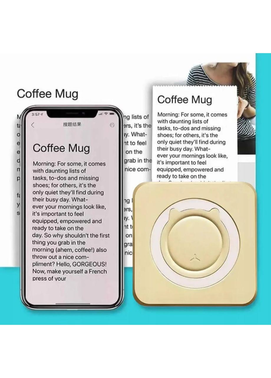 Портативний термопринтер бездротовий з Bluetooth, жовтий, 57×30 мм, термодрук без чорнил, для нотаток і етикеток China (361848890)