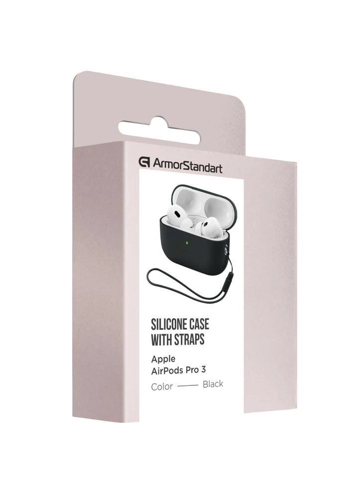 Чехол для наушников Silicone Case with straps для Apple AirPods Pro 3 Black (ARM91276) ArmorStandart (402010827)
