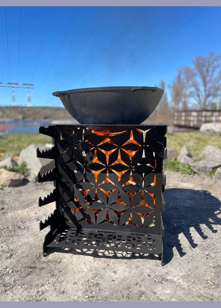 Вертикальний еко мангал Отаман під казан мангал/піч/гриль З ЖАРОМІЦНИМ ПОКРИТТЯМ Kozak Grill (336380033)