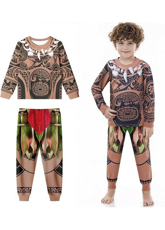 Костюм Мауи для детей 8–9 лет, комплект "Ваяна" свитшот и штаны с «тату», образ для Хэллоуина, карнавала No Brand (364273416)