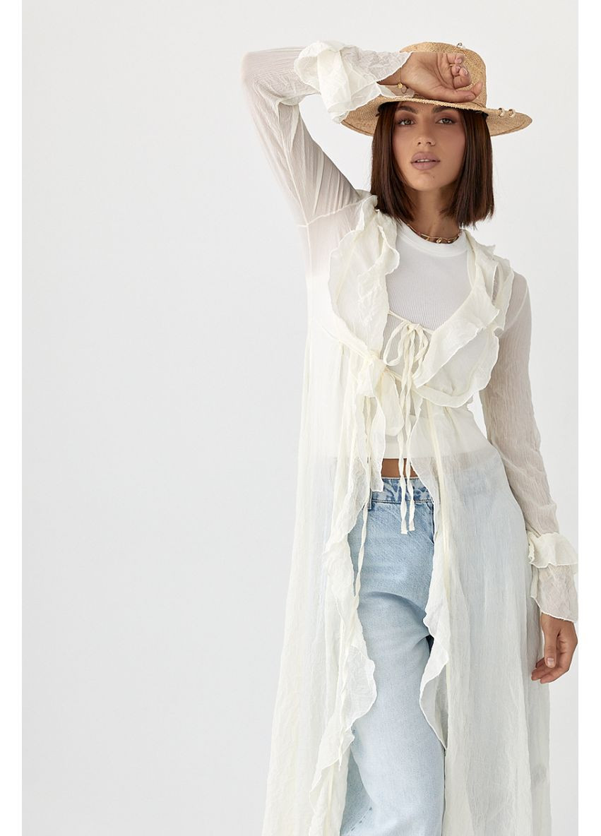 Кремова пляжна пляжна прозора сукня Lurex однотонна