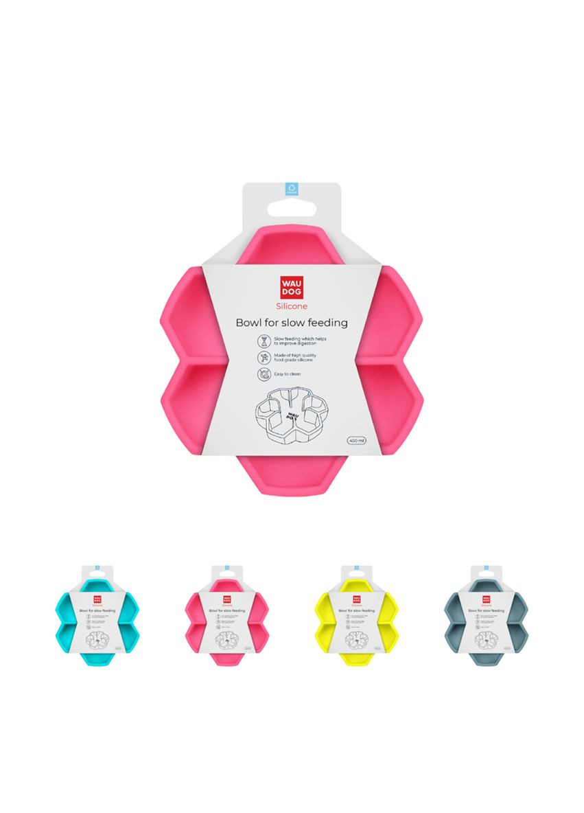 Миска для повільного годування WAUDOG Silicone, 450 мл, рожевий Collar (321970369)