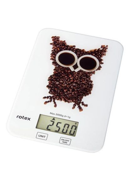 Ваги кухонні до 5 кг загартоване скло. Rotex RSK14-O owl (369656744)
