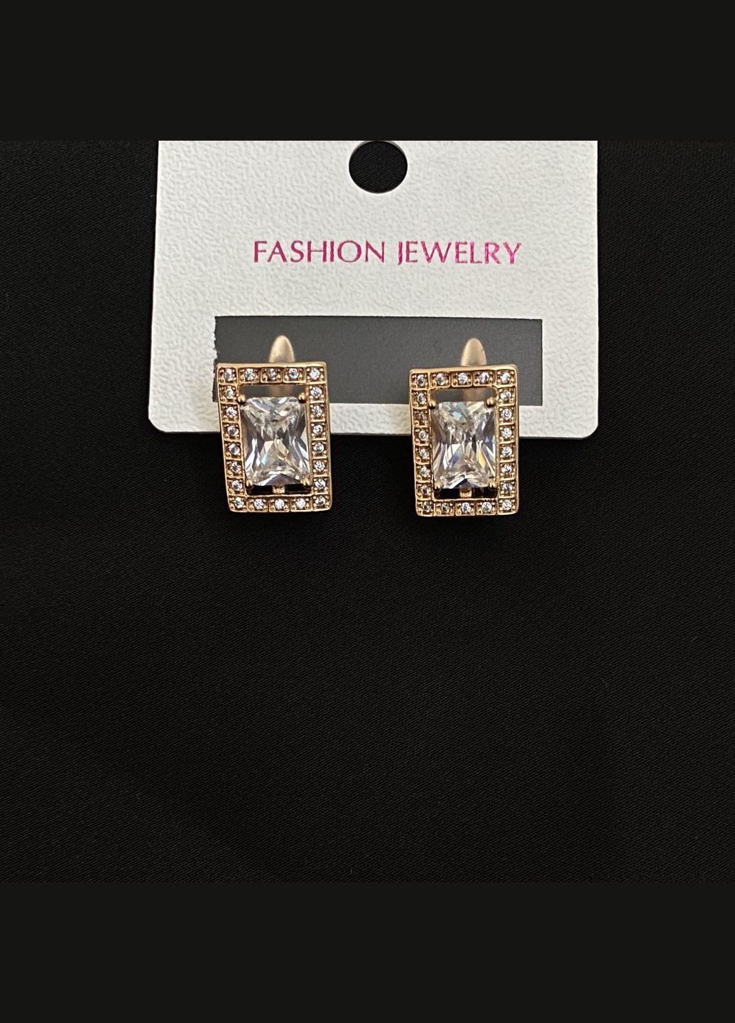 Сережки з великим каменем англійський замок золотого кольору 32427 Fashion (335015216)