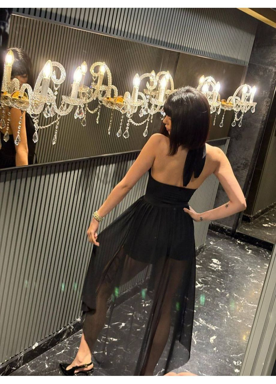 Чорна відвертий, вечірня, кежуал жіноча сукня-комбінезон Style Point однотонна