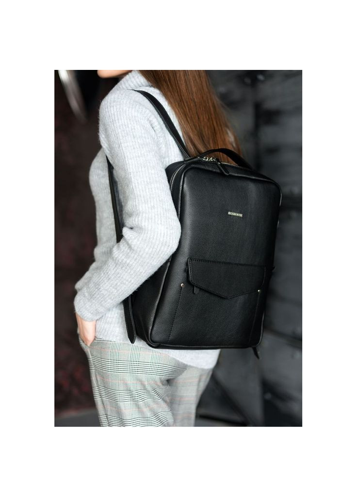 Шкіряний жіночий міський рюкзак на блискавці Cooper чорний BlankNote (348359235)