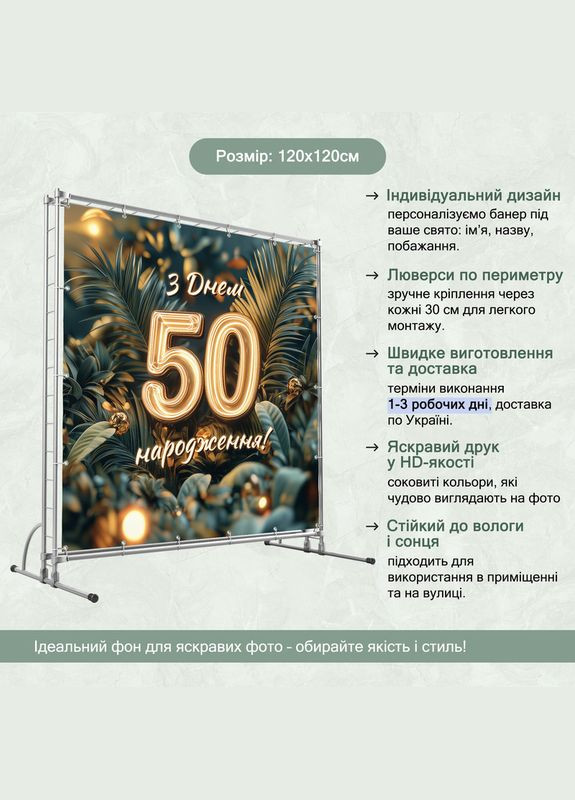 Банер для фотозони "З Днем народження" | 1.2×1.2 м | Святковий фон №42161 Vinylpex (360982631)