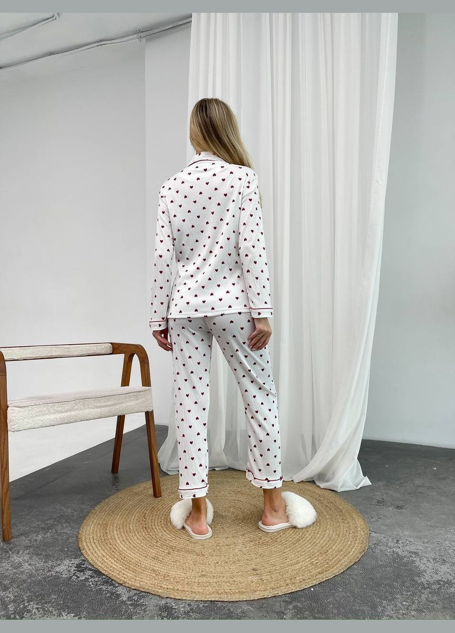 Белая всесезон пижама женская рубашка + брюки No Brand