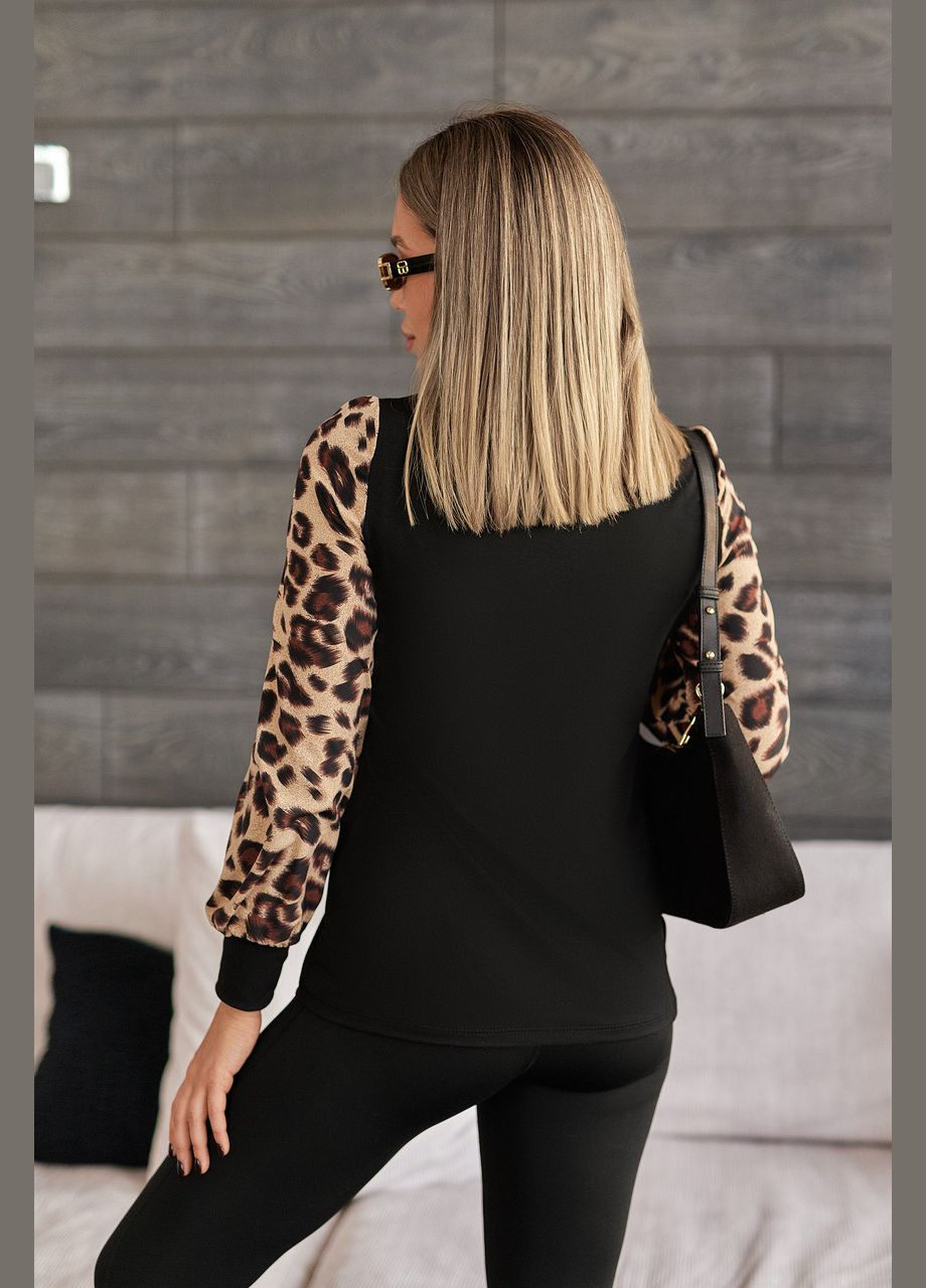 Стильна жіноча кофточка з леопардовими рукавами Fashion Girl (321497372)