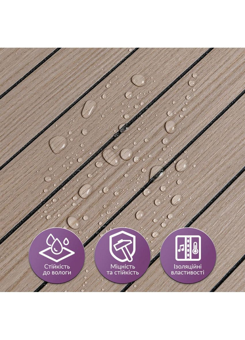 Покриття вінілове самоклеюче 3D рейки 600х600х2,8мм Тік горіховий SW-00002202 Sticker Wall (353968281)