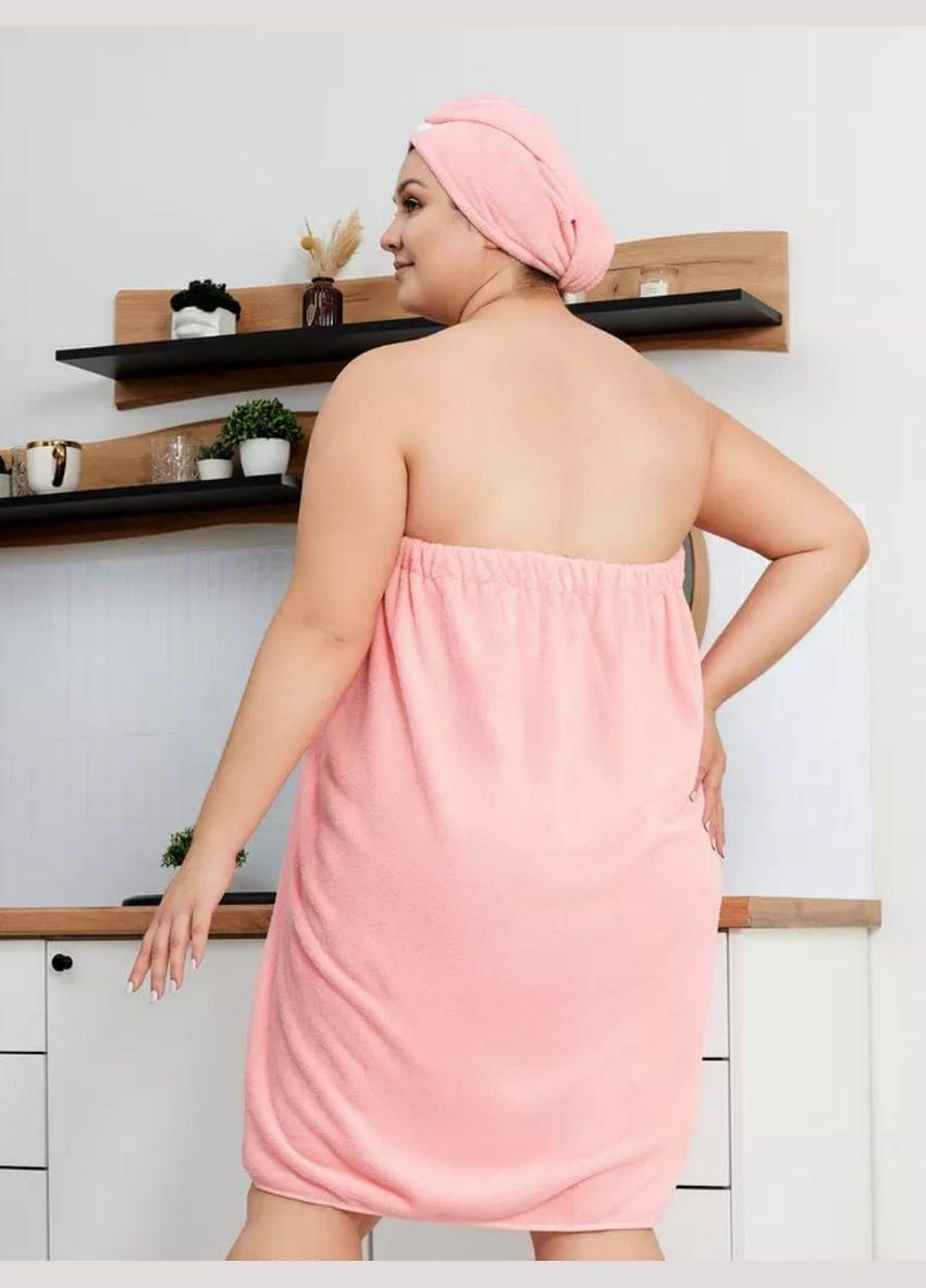 Набор для сауны полотенце-халат из микрофибры 80х140 Розовый (П4К-novo-f-sauna-006) No Brand (323161127)