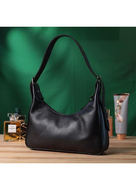 Сумка хобо на плече жіноча з натуральної шкіри середня Чорний 39280 Shvigel (355245097)