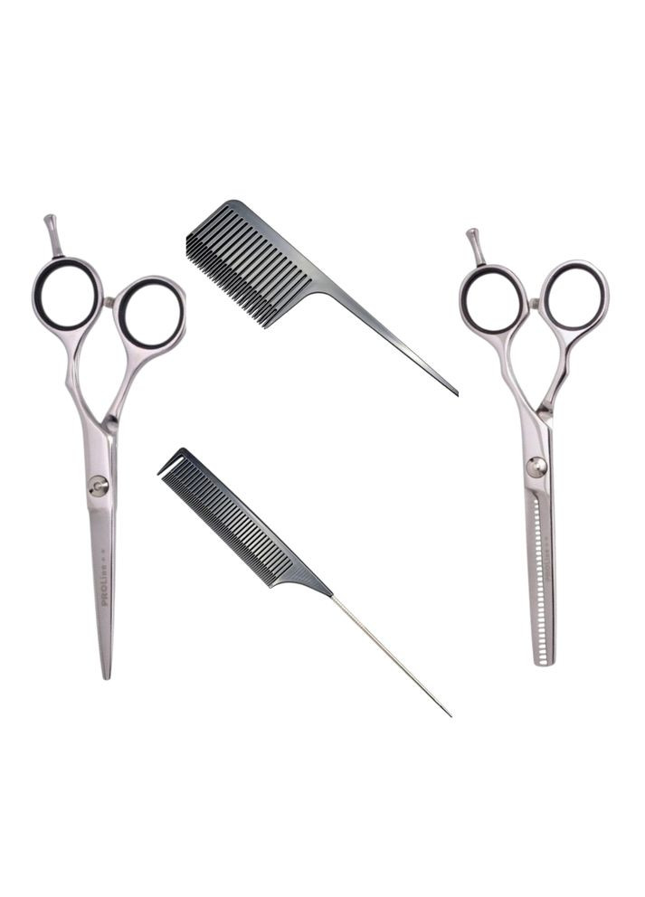 Набір для перукаря: прямі STU23 та філірувальні STU45 ножиці 5.5" + 2 гребінці для мікромелірування Proline (360502353)