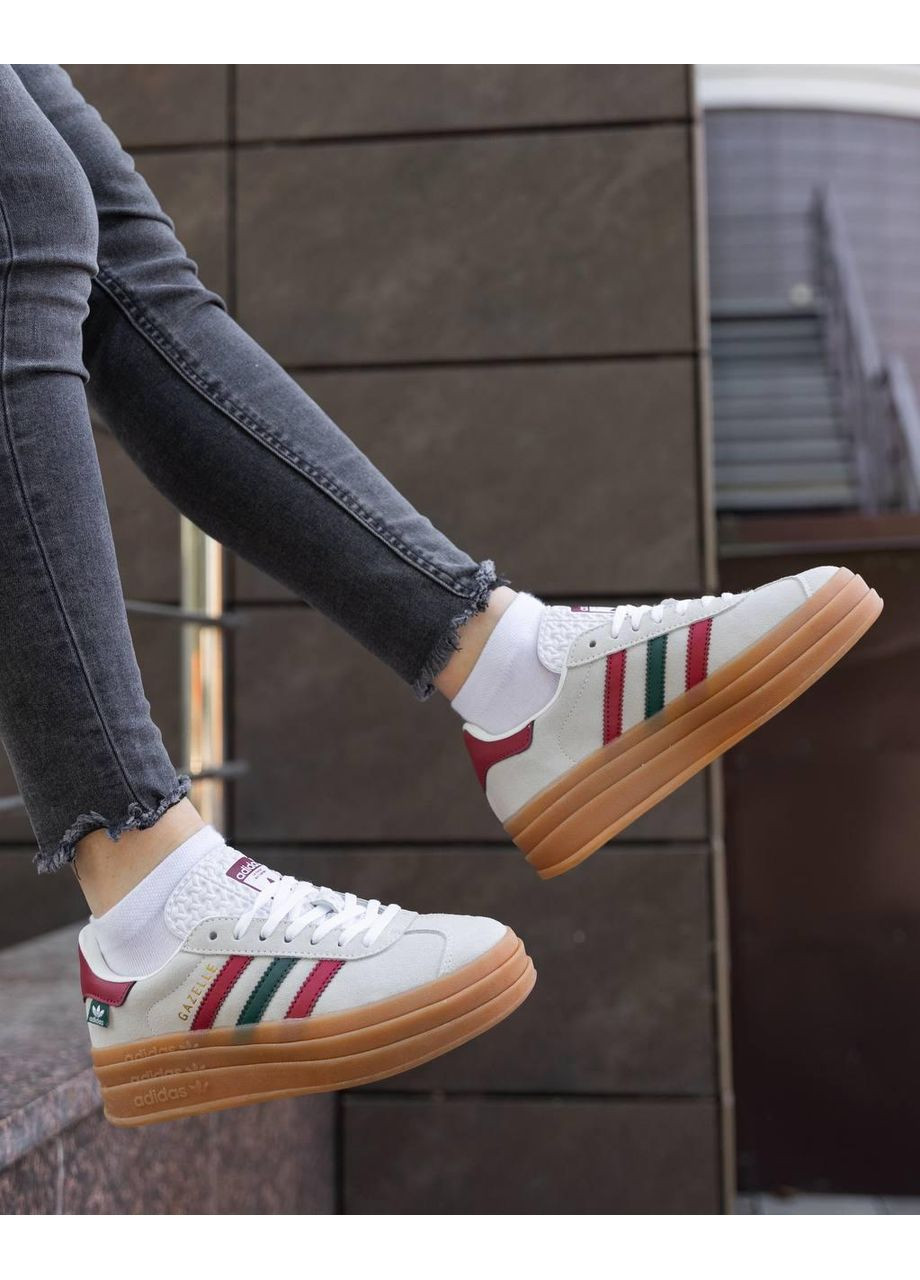 Зелені Осінні кросівки чоловічі adidas gazelle bold maple leaf адідас газель No Brand