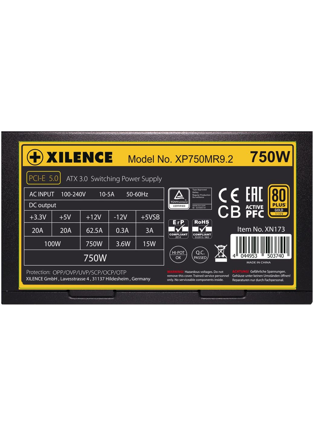 БЖ 750W XP750MR9.2 Performance X+ ATX 3.0 80+ Gold, 140mm, SemiModular, Retail Box XILENCE (314775610)