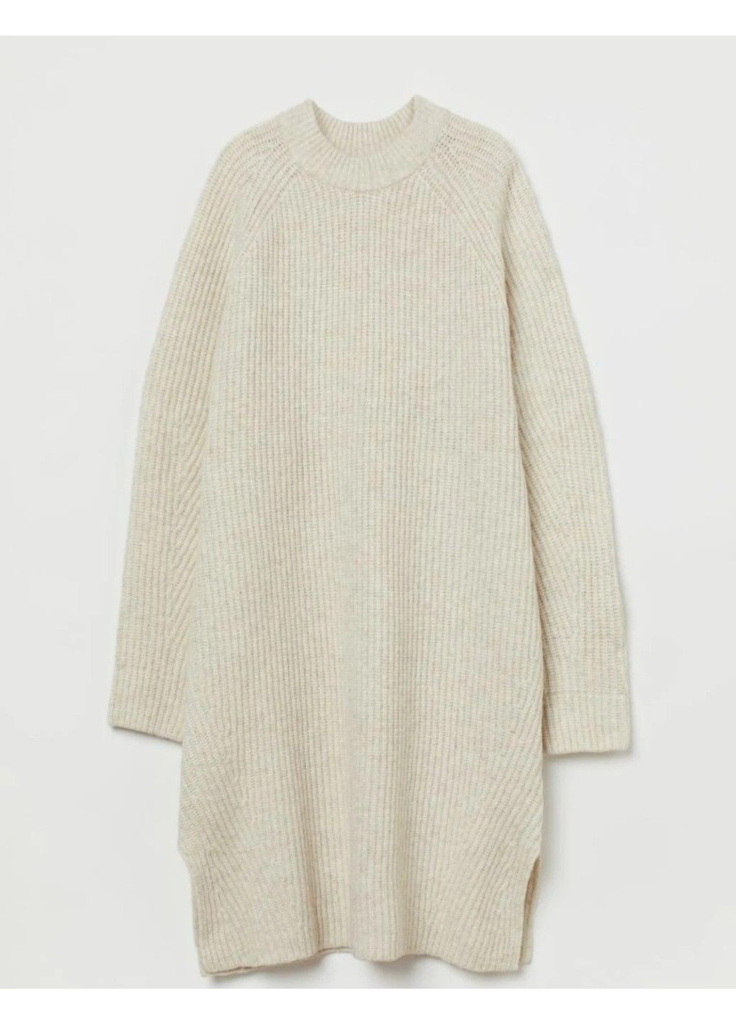 Светло-бежевое повседневный женское трикотажное платье из шерстяной смеси н&м (57906) l светло-бежевое H&M