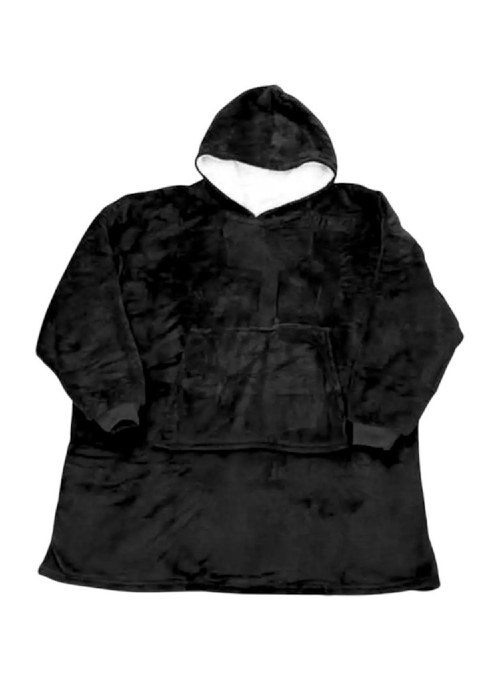 Толстовка плед халат зимний худи свитер оверсайз унисекс с карманом капюшоном однотонная 80х100 см (478494-Prob) Черная Unbranded (305784374)