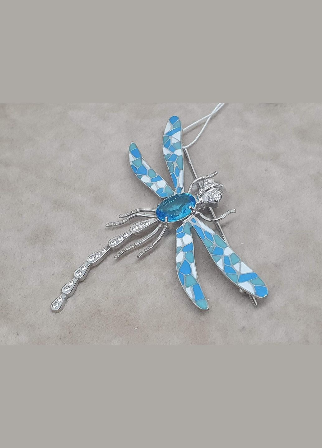 Срібна брошка Бабка з фіанітами. 70001Р Блакитний Vegas (337171876)