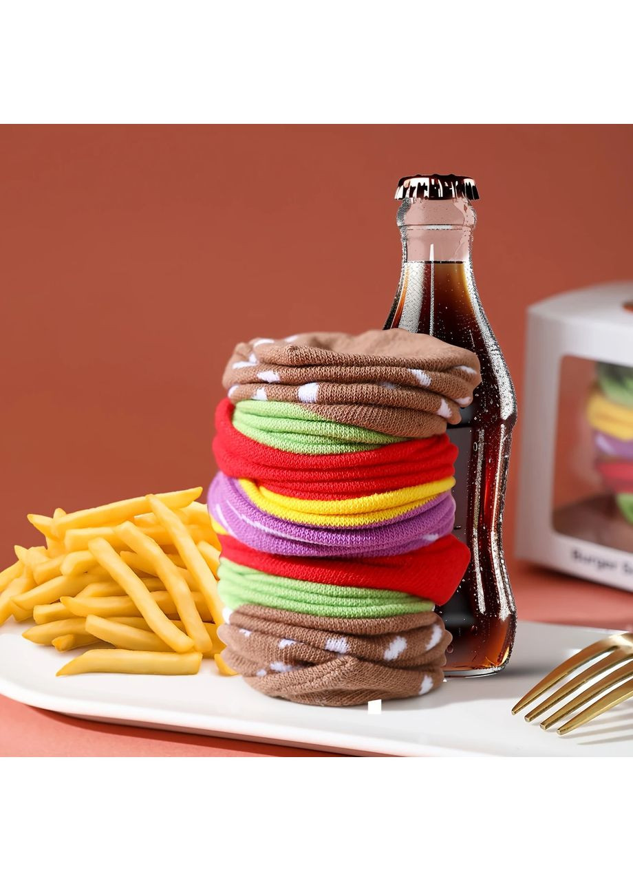 Комбіновані подарункові шкарпетки "міні-бургер", 1 пара, у пакованні, унісекс (363042356)