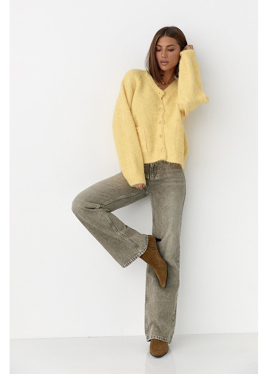 Желтый зимний кардиган Lurex