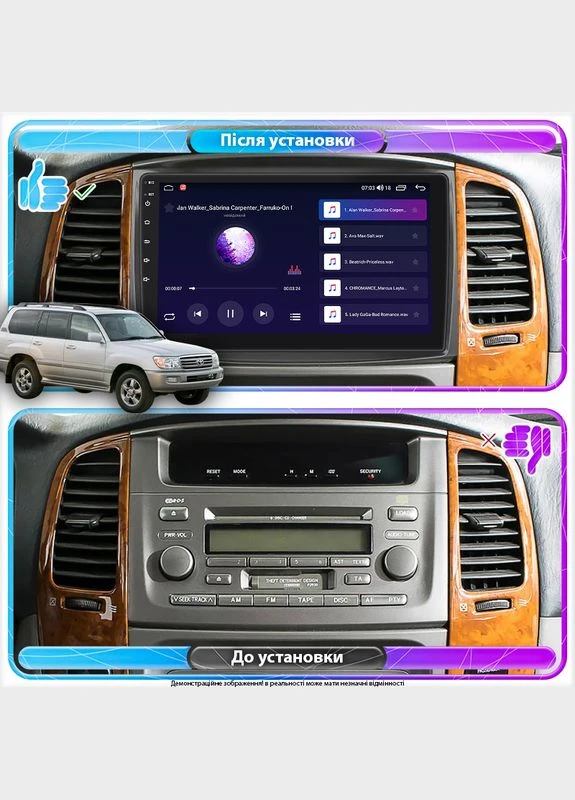 Штатная магнитола для Toyota Land Cruiser 100 Series Рестайлинг 2 2005-2007 экран 10" 6/128Gb 4G Wi-Fi GPS Top Lesko (378932080)