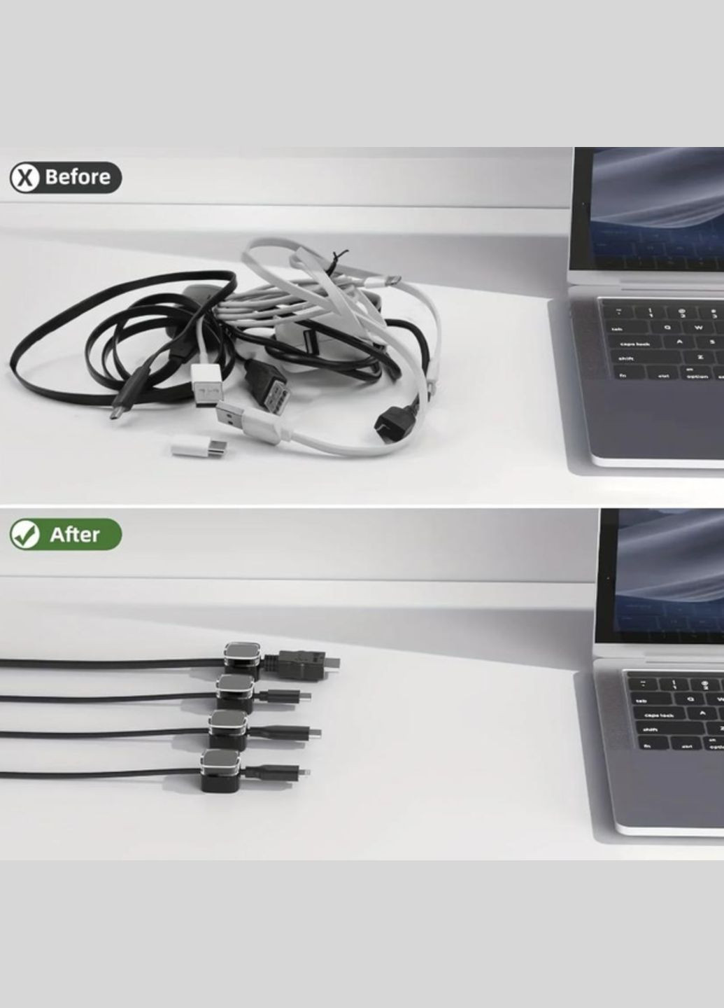 Фиксатор кабеля магнитный органайзер клипса держатель для провода самоклеящийся 6 шт Разноцветный Velcro (340276156)