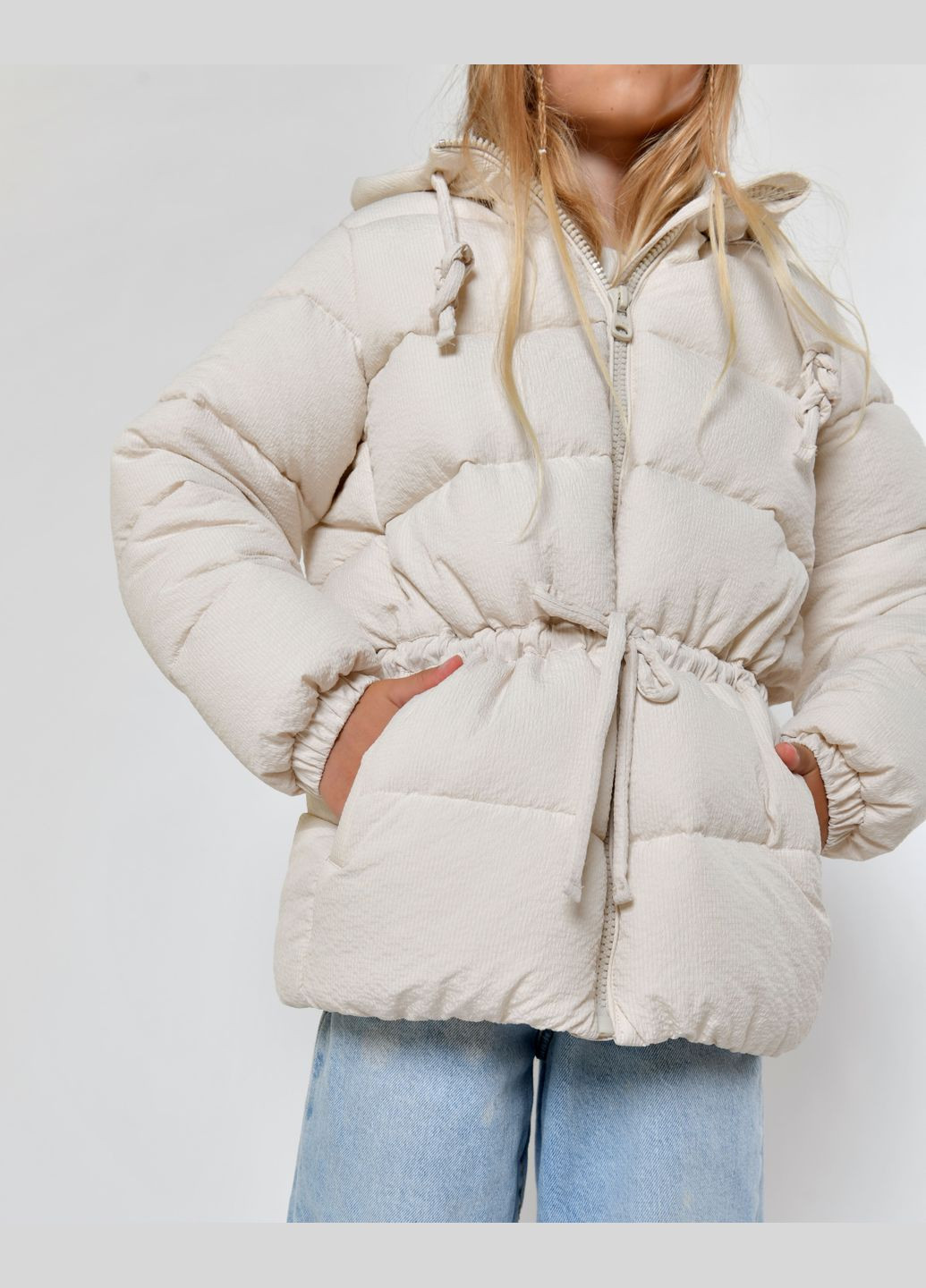 Молочная зимняя пуховая куртка для девочек от 6 до 16 лет X-Woyz