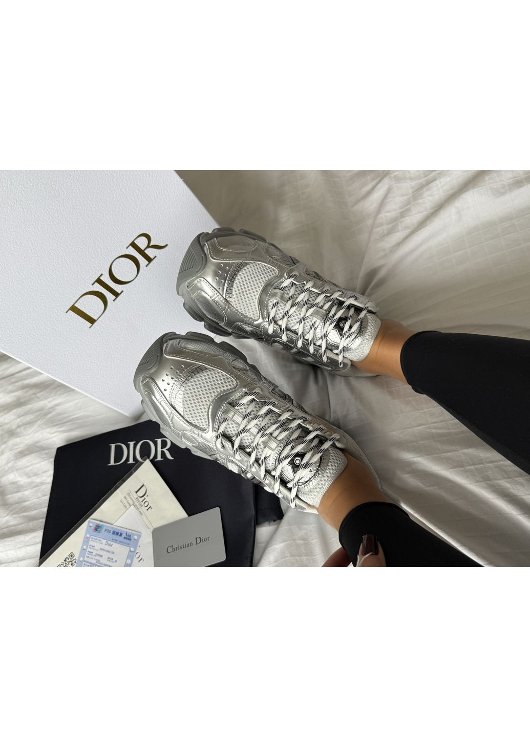 Кросівки жіночі Dior Chrono Silver | Діор Хроно срібні No Brand срібні демісезони (366742232)