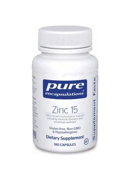 Цинк, Zinc,, 15 мг, 180 капсул (PE00251) Pure Encapsulations (266039069)