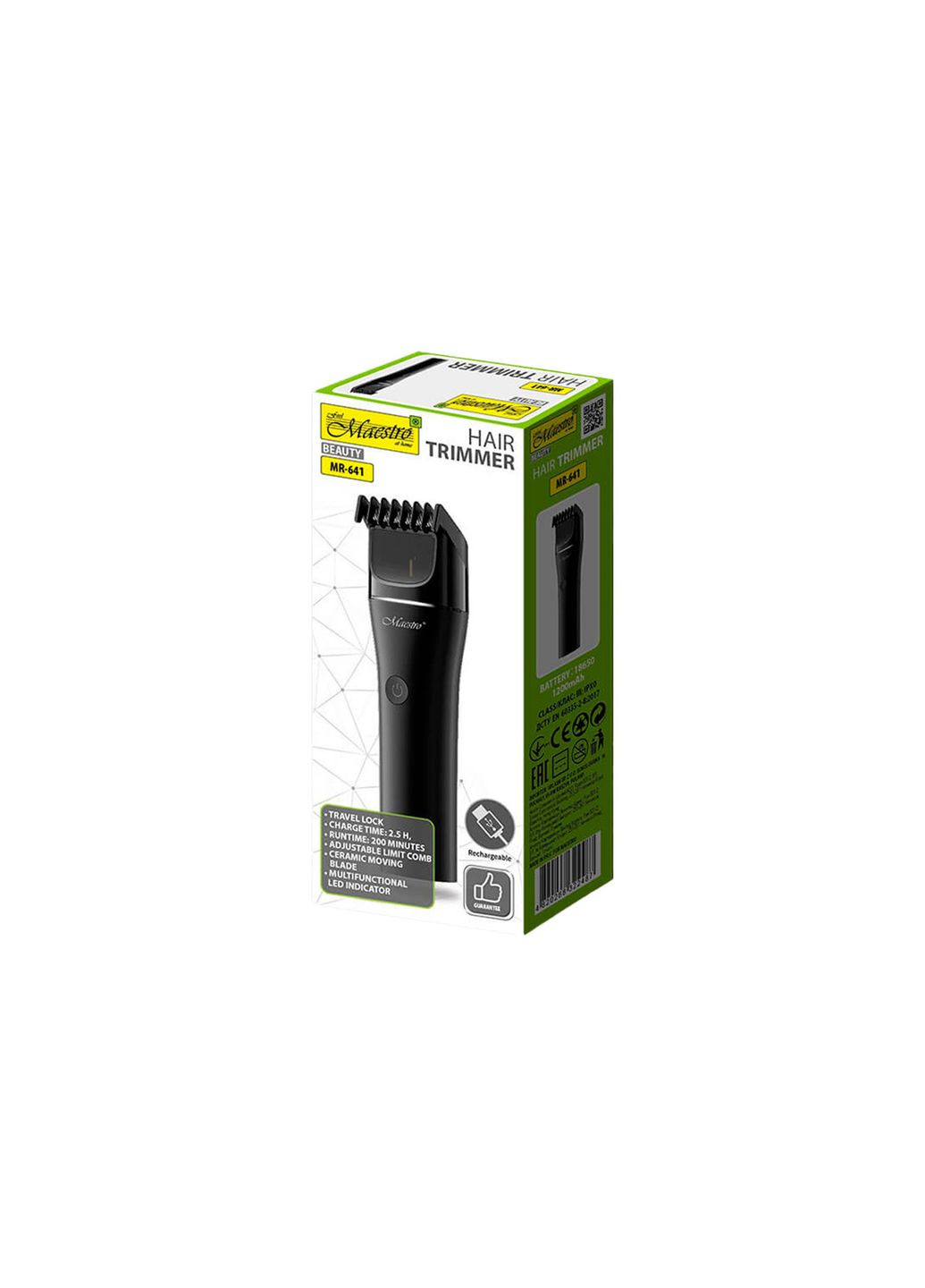 Машинка для стрижения волос беспроводная аккумуляторная 1200 мА·ч 3-21 мм Maestro (332204390)