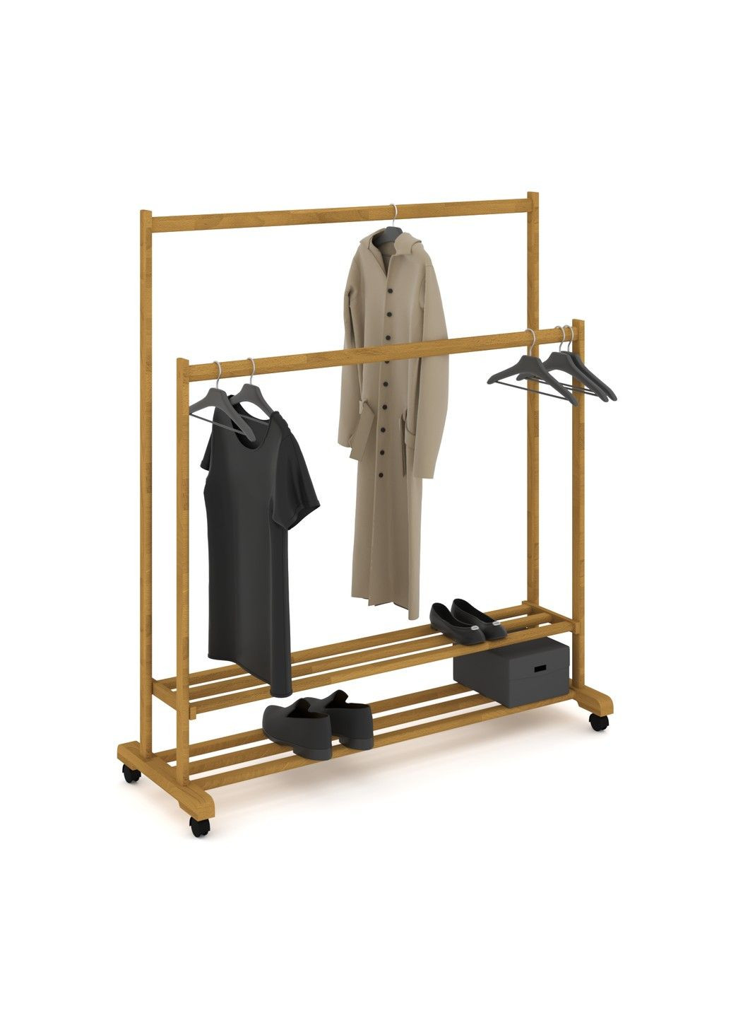 Вішалка пересувна подвійна дерев'яна ГРІНВІЧ 2 натуральний Fagus (303724169)