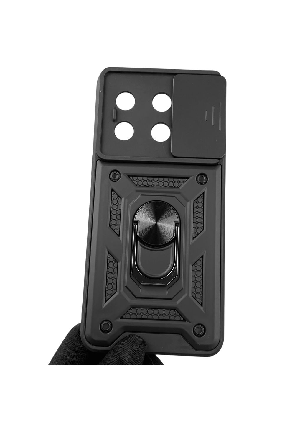 Чехол для 10T бронированный с кольцом со шторкой на ванплас 10т чёрный rg1 OnePlus (366228972)