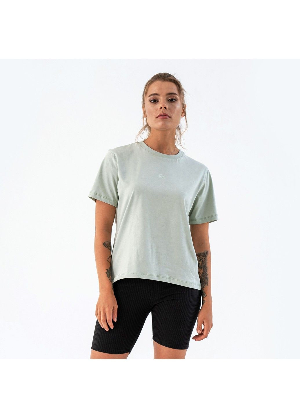 Фисташковая летняя женская базовая футболка basic фисташковая Teamv
