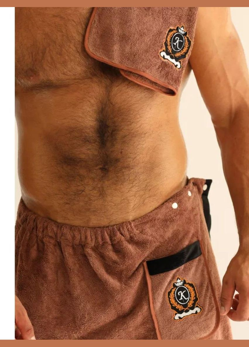 Комплект для лазні чоловічий 85х150 Коричневий (П4К-novo-m-sauna-010) No Brand коричневий