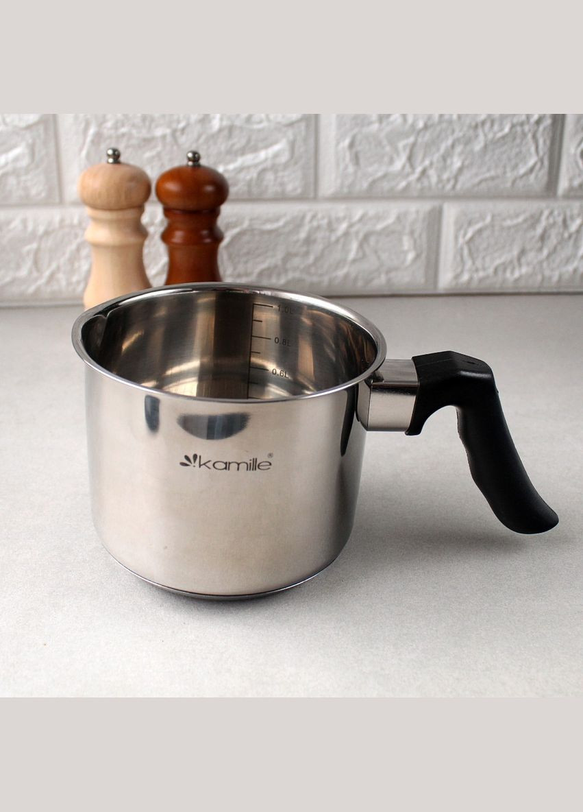 Пітчер молочник джаг на 1.5 л з ручкою з нержавіючої сталі для індукції Kamille (303211101)
