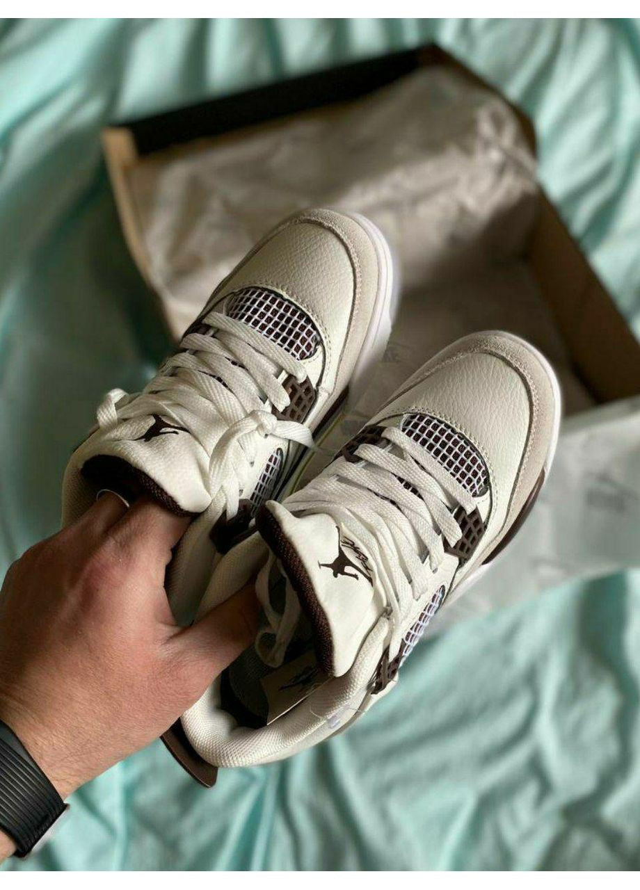 Сірі Осінні кросівки чоловічі nike air jordan 4 white grey brown найк аір джордан No Brand