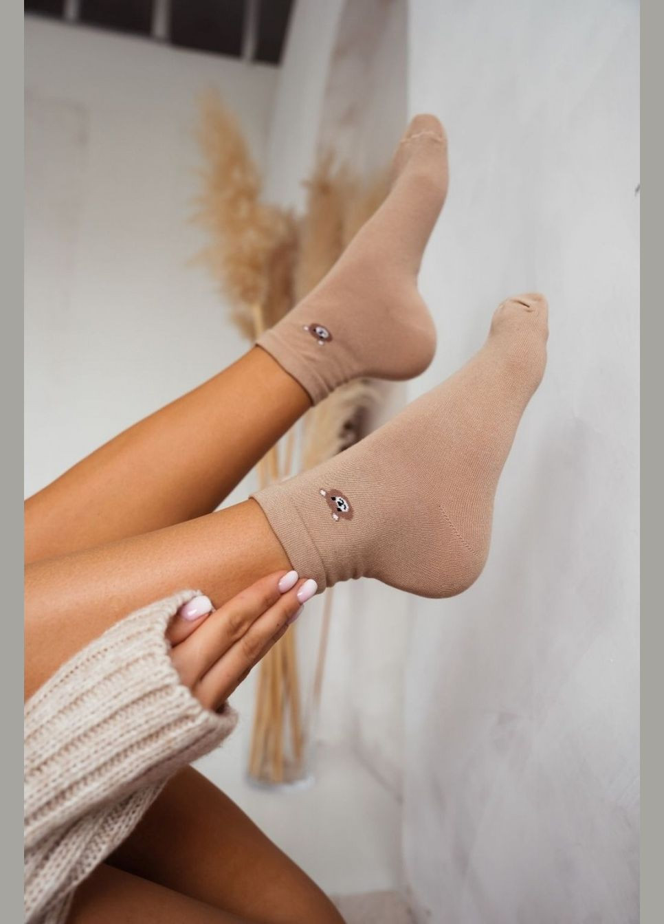 Бежеві жіночі шкарпетки Milena анімалістичні (322316944)