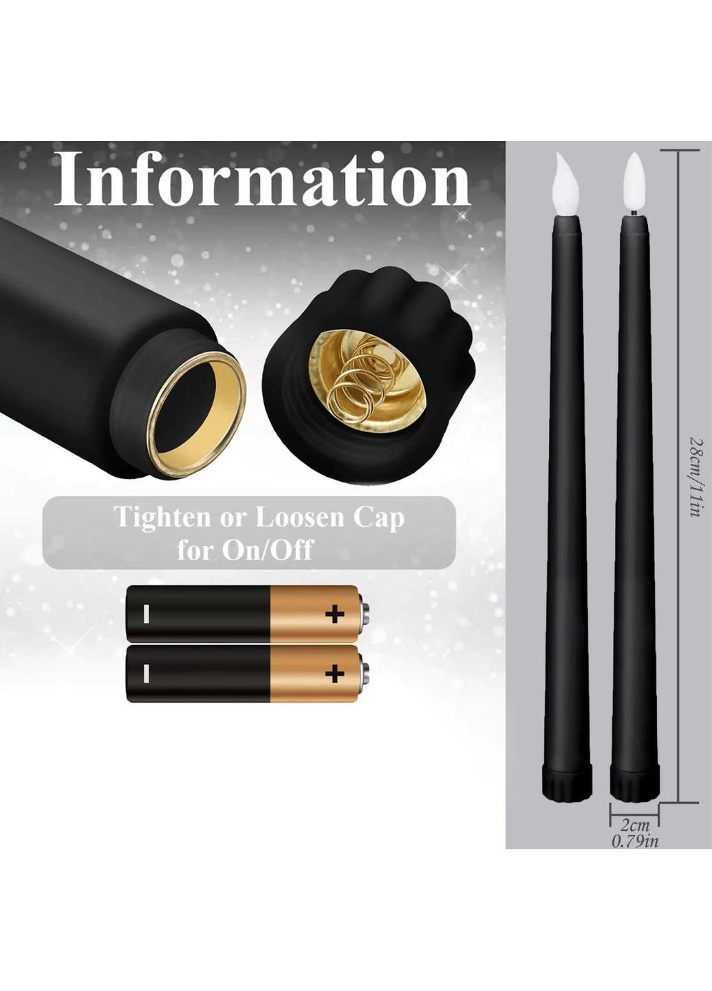 Набор Led свечей черных 6 шт.(2*ААА батарейки) No Brand (309028849)