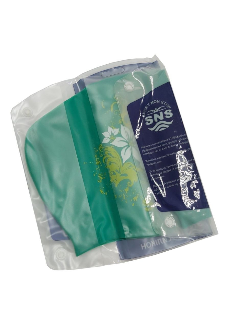 Шапочка для плавания для длинных волос, green flowers KW3З () SNS (316322511)