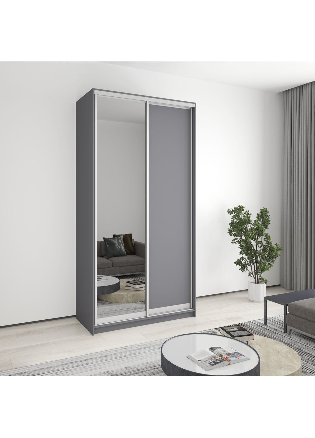 Шафа-купе дводверна Уні AL ДСП/Дзеркало 120x45x240 см (MBS-3963) MebelStar (359449062)