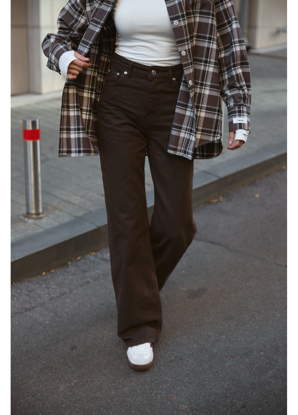 ДЖИНСИ WIDE LEG ШОКОЛАДНИЙ WL 562 Twice - (367088124)