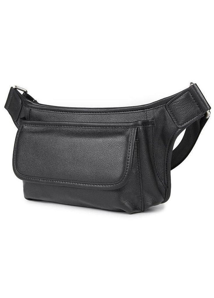 Мужская кожаная сумка на пояс через плечо для телефона и для документов маленькая Черный 38695 John McDee (352165901)