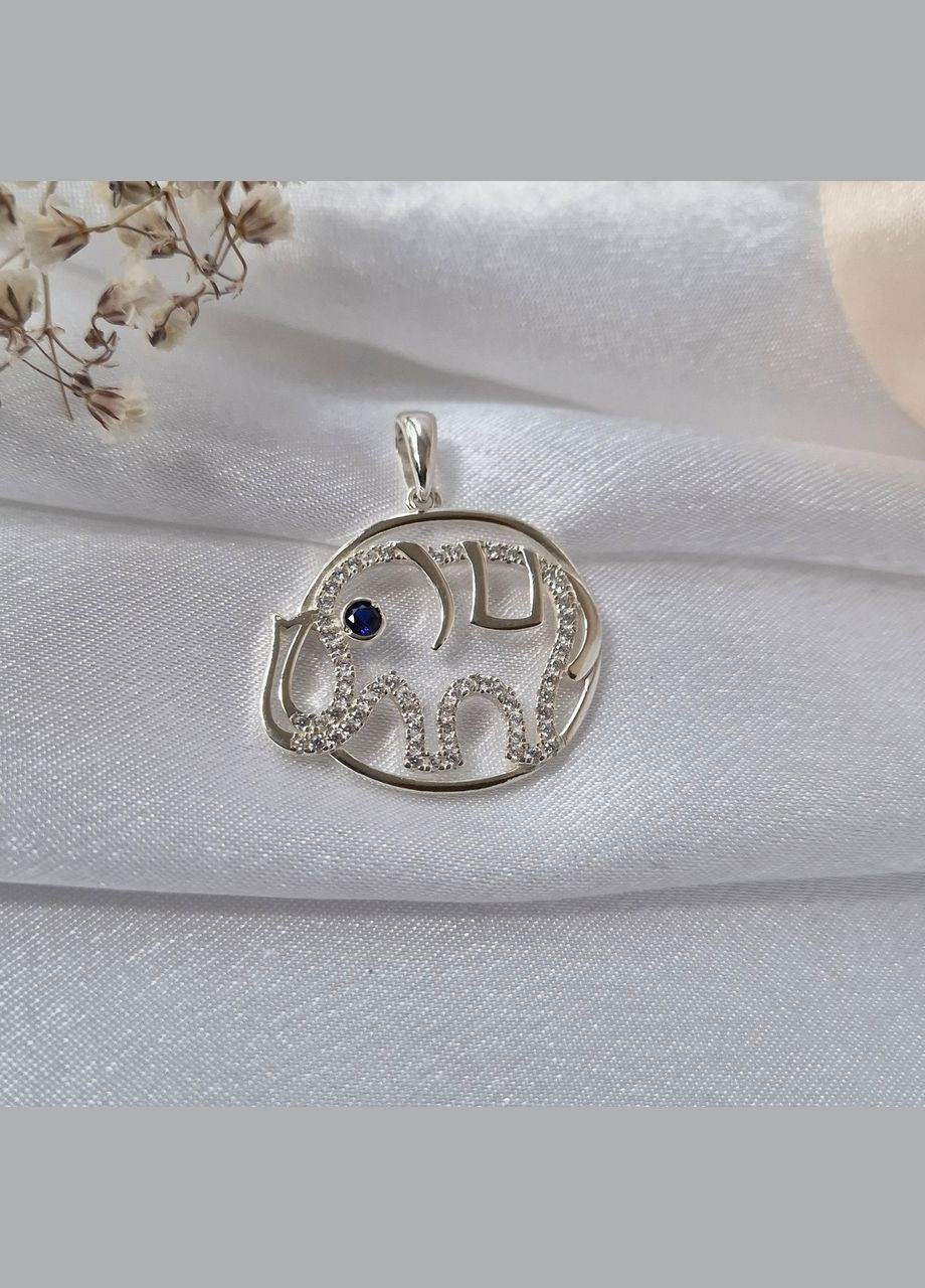 Серебряная подвеска подвес кулон Слон в Белых камнях серебро 925 пробы 3835 4.17г No Brand (306741361)