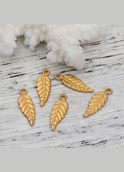 Підвіски металеві Кулон листочок Матовий золотистий 19мм x 7мм Finding (332054969)